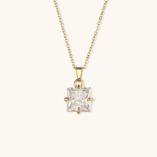 Celeste Gold Princess Cut Necklace