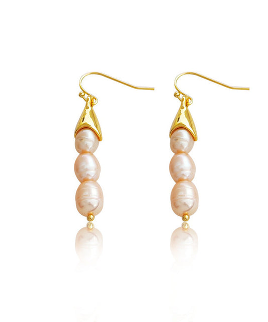 Beige Copper Pearl Drop Earrings