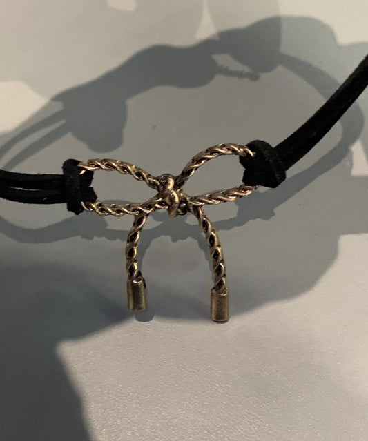 Black Make Old Black Gold Bow Pendant Necklace Gh1052