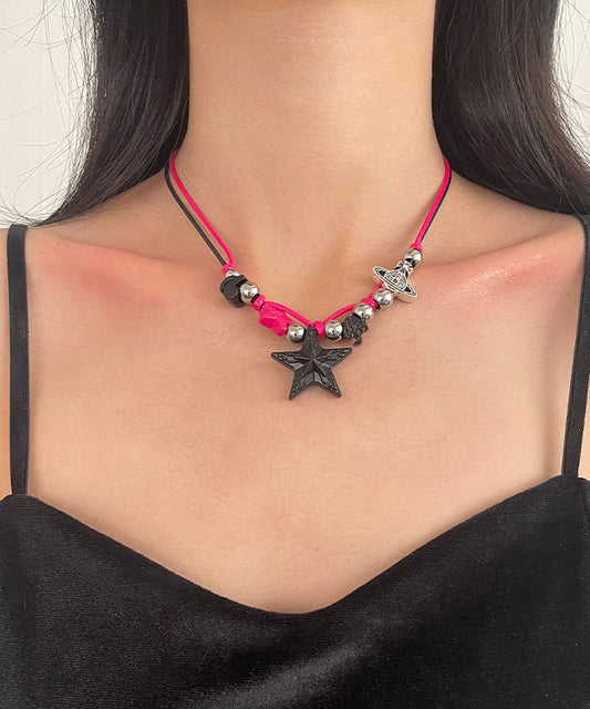 Colorblock Stainless Steel Alloy Star Pendant Necklace Zz051
