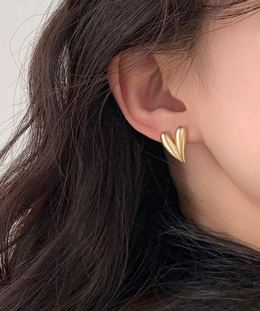 Gold Copper Overgild Love Stud Earrings