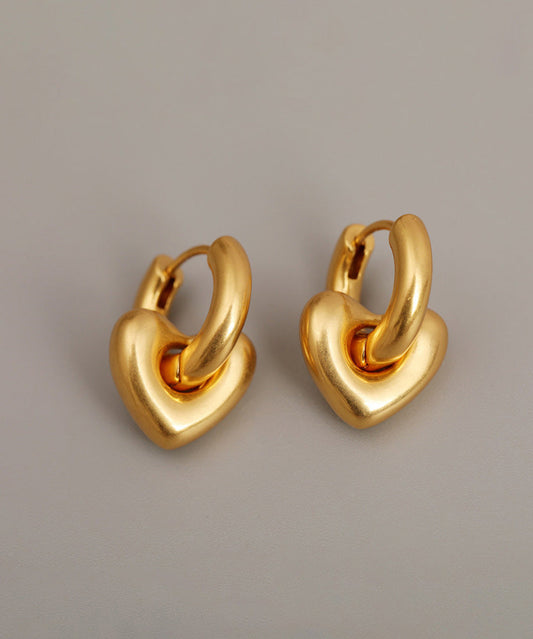 Gold Copper Overgild Removable Love Hoop Earringss