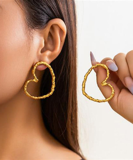 Gold Metal Alloy Love Hoop Earrings