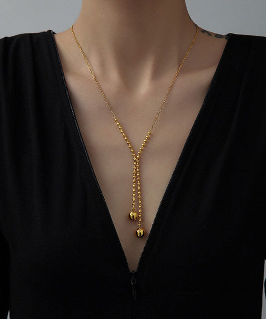 Gold Stainless Steel Sphericity Tassel Pendant Necklace Zz090