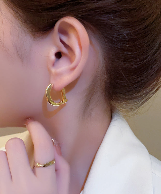 Gold Sterling Silver Alloy Pearl Letter Drop Earrings Kx1054