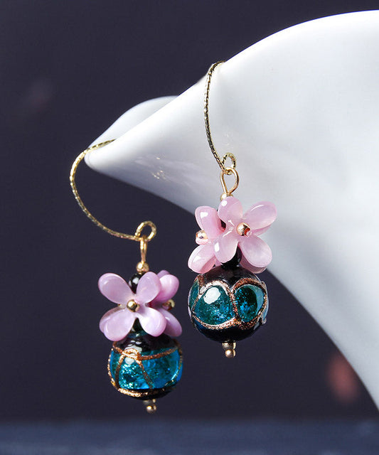 Purple Blue Coloured Glaze Drop Earrings
