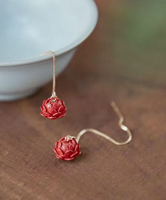 Red Sterling Silver Ancient Gold Drop Earrings