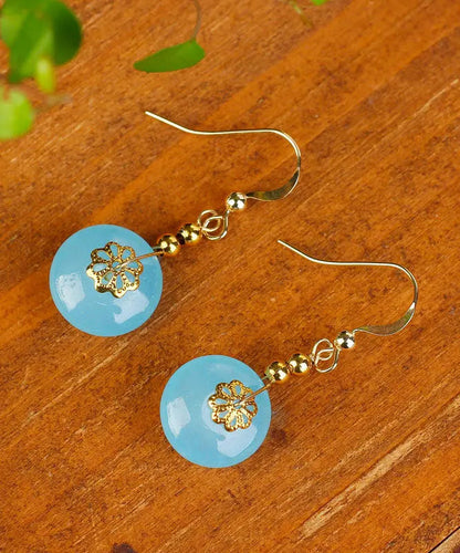 Sterling Silver 14k Gold Chalcedony Drop Earrings