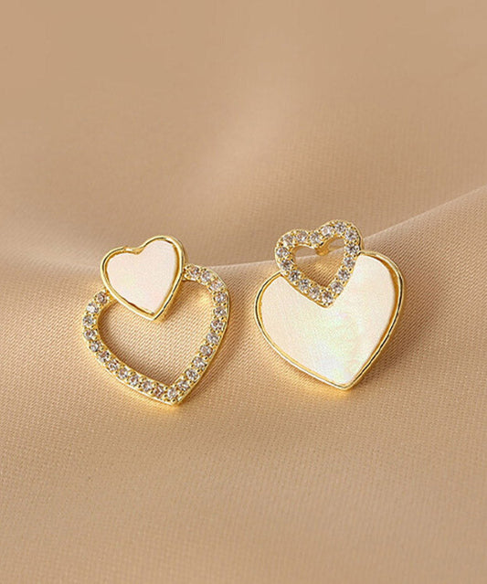 Silk Alloy Acrylic Zircon Asymmetricar Love Stud Earrings