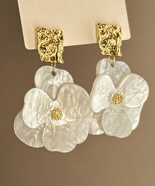 White Acrylic Drop Earrings