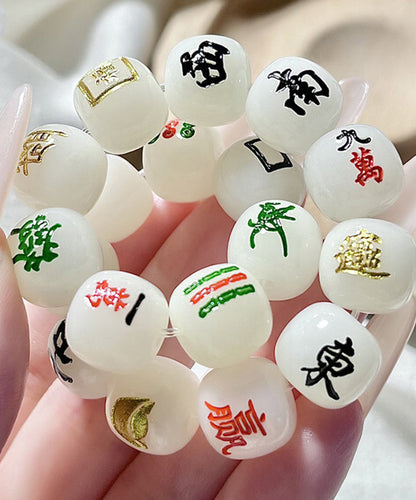 Alloy Mahjong Chain Buddhist Bead White Bracelet
