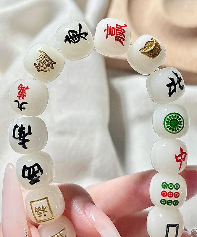 Alloy Mahjong Chain Buddhist Bead White Bracelet