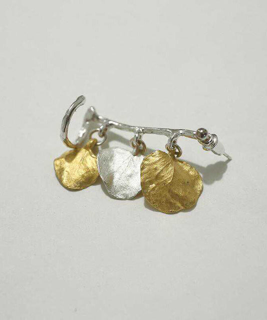 Yellow Sterling Silver Leaf Hoop Earrings