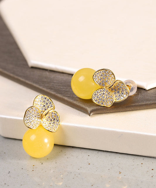 Yellow Sterling Silver Overgild Beeswax Stud Earrings