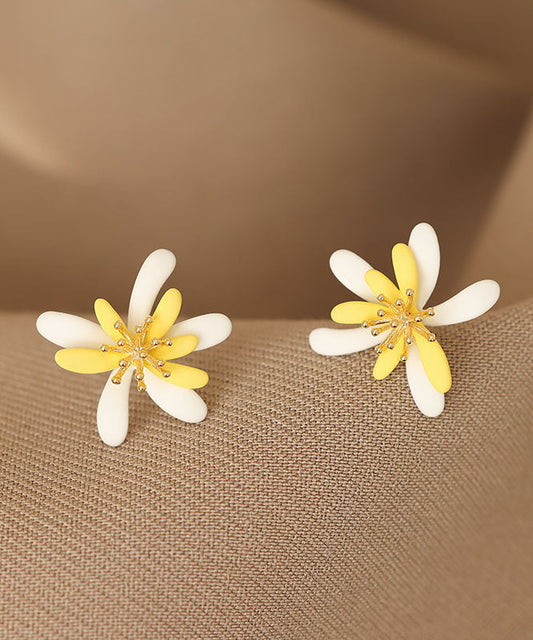 Yellow White Acrylic Stud Earrings