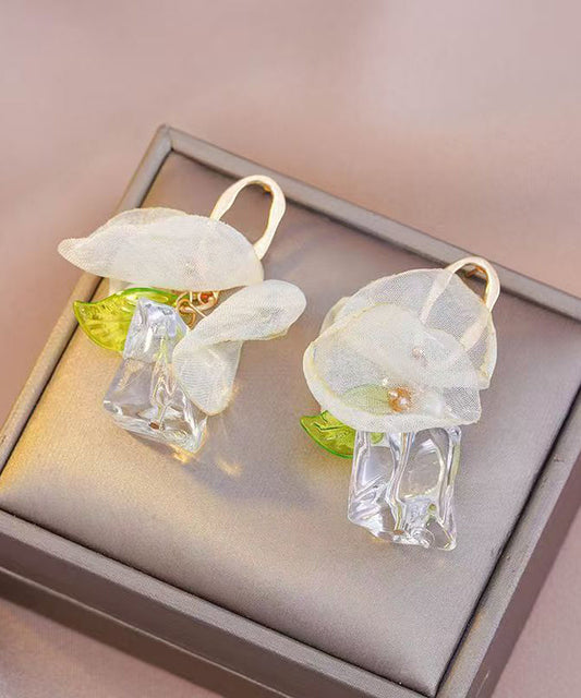 Classy Gold Acrylic Overgild Tulle Hoop Earrings