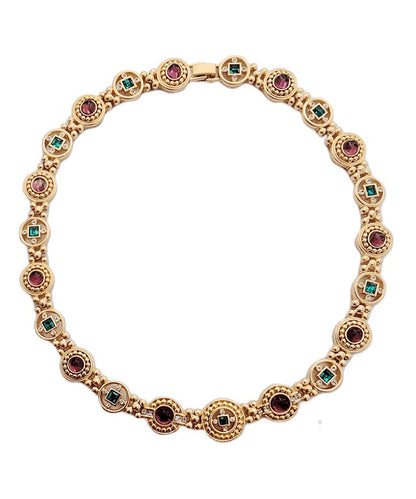 Classy Gold Copper Overgild Hollow Out Coloured Glaze Collar Necklace Gh1008