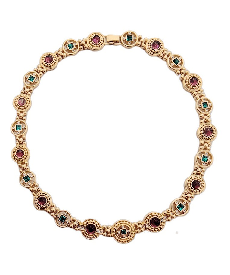 Classy Gold Copper Overgild Hollow Out Coloured Glaze Collar Necklace Gh1008