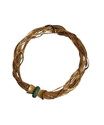 Classy Gold Layered Weave Jade Collar Necklace Ii008