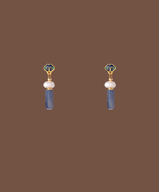 Classy Multicolor Copper Drip Glaze Pearl Drop Earrings
