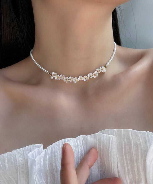 Bead Alloy Classy White Gratuated Pear Necklace