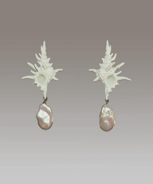 Classy White Sterling Silver Alloy Drop Earrings