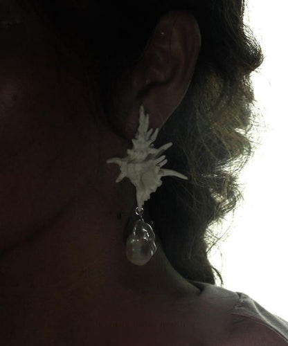 Classy White Sterling Silver Alloy Drop Earrings