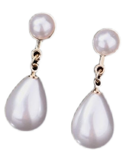 Classy White Sterling Silver Pearl Water Drop Drop Earrings
