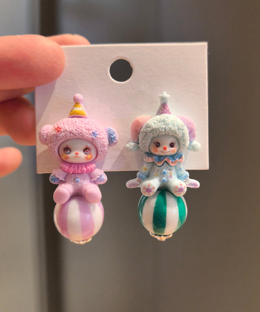 Asymmetrical Alloy Cartoon Doll Stud Earrings