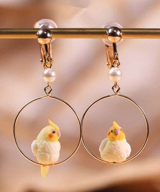 Gold Sterling Silver Overgild Parrot Drop Earrings