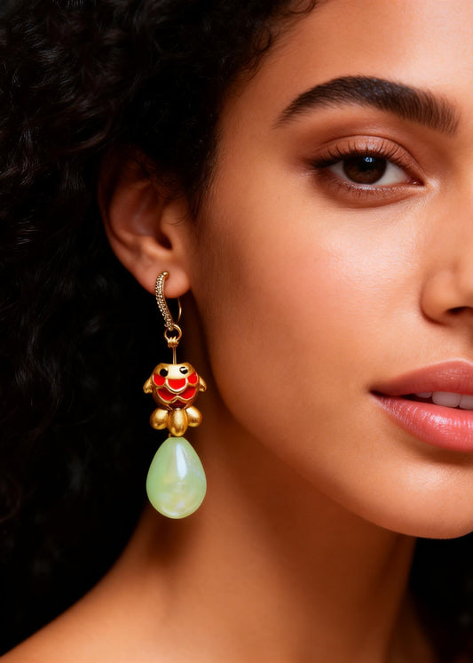 Light Yellow Water Droplet Goldfish Gilding Drop Earrings