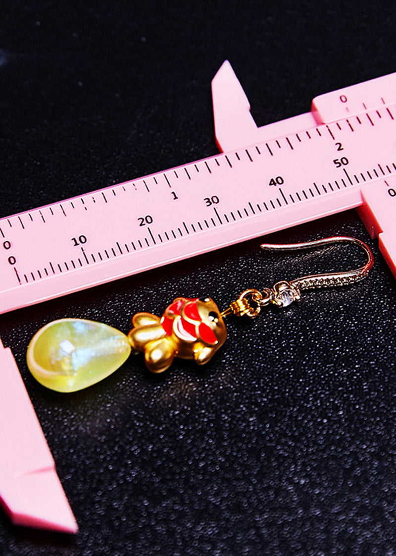 Light Yellow Water Droplet Goldfish Gilding Drop Earrings