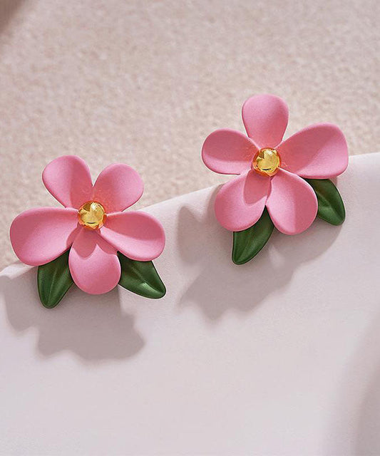 Pink Acrylic Alloy Stud Earrings