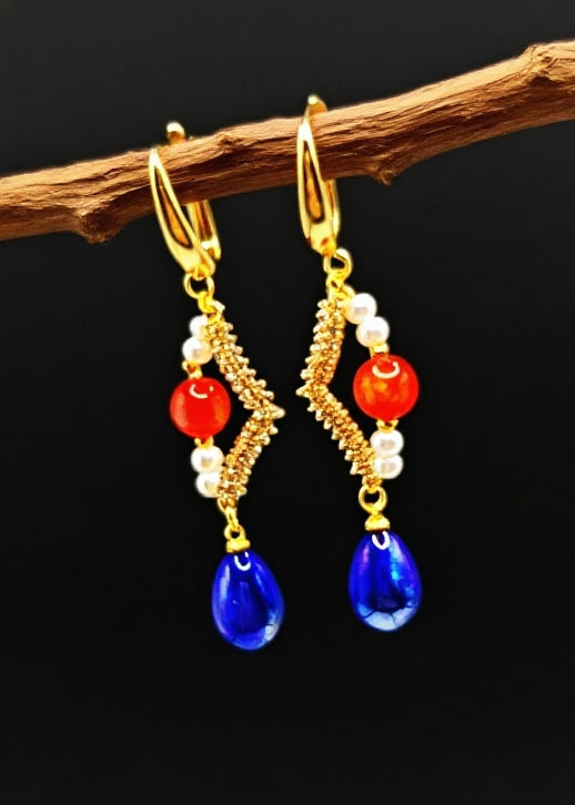 Diy Blue Acrylic Original Design Drop Earrings