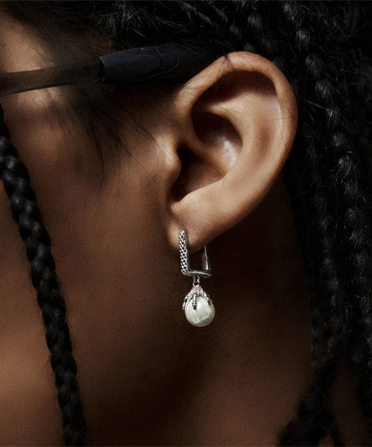 Diy Copper Overgild Zircon Pearl Drop Earrings