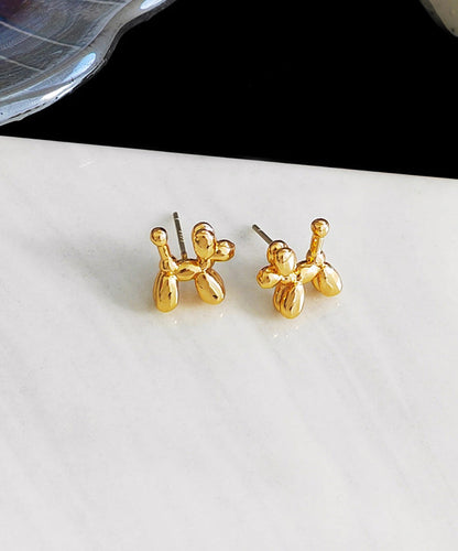 Diy Gold Plated Little Dog Stud Earrings