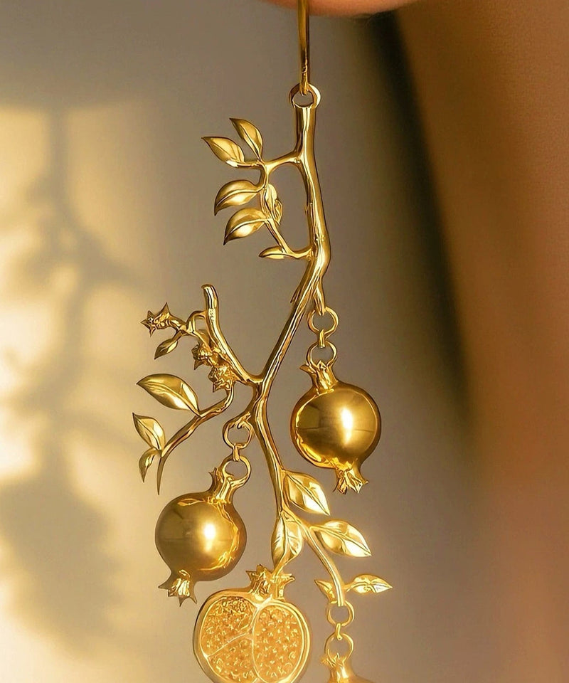 Diy Gold Copper Alloy Pomegranate Drop Earrings