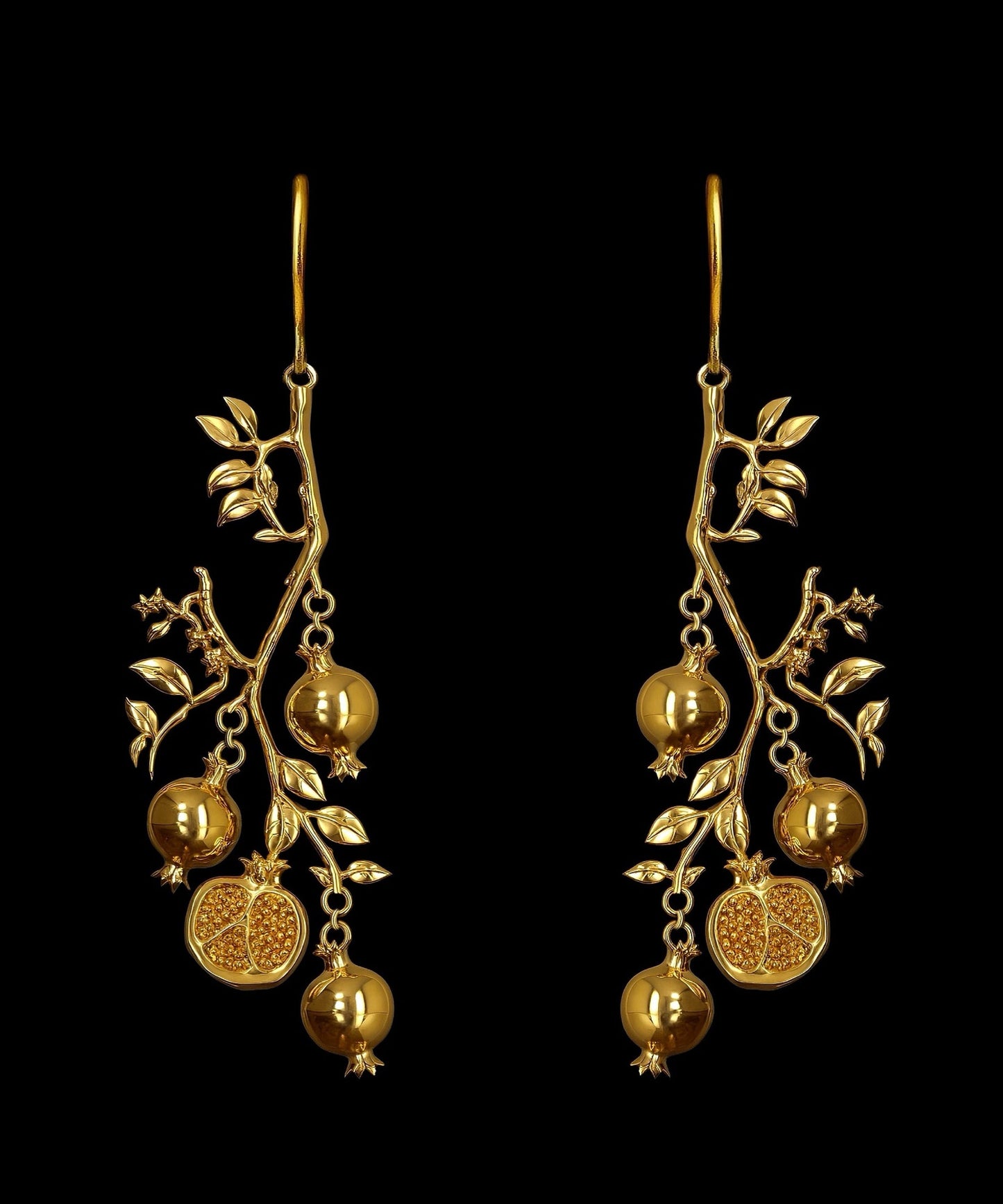 Diy Gold Copper Alloy Pomegranate Drop Earrings