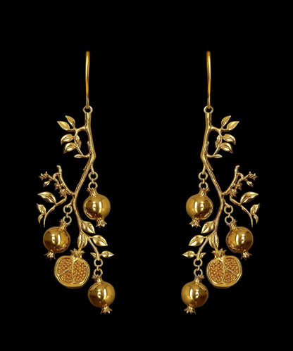 Diy Gold Copper Alloy Pomegranate Drop Earrings