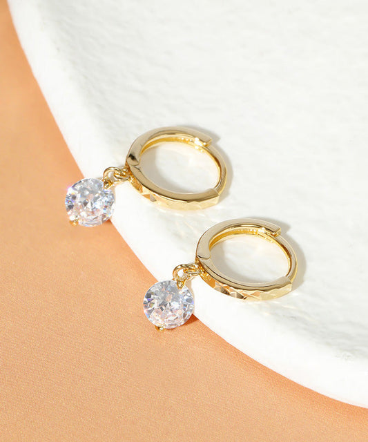 Diy Gold Sterling Silver Inlaid Zircon Hoop Earrings