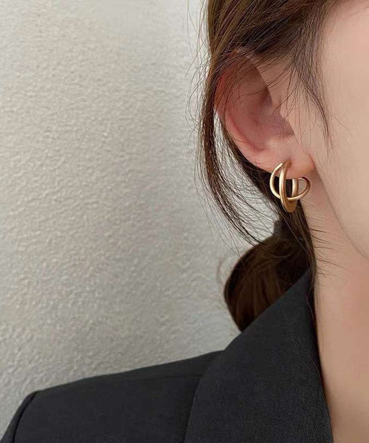 Diy Gold Superimposed Ring Cold Style Earrings