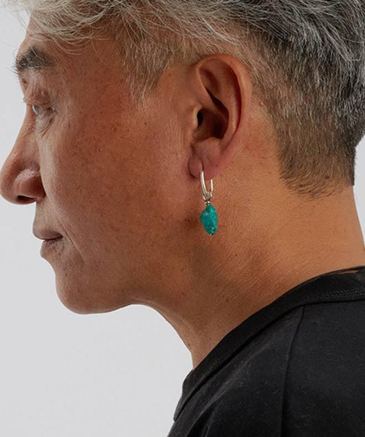 Diy Green Sterling Silver Turquois Single Drop Earrings