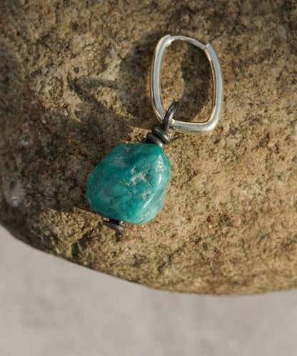 Diy Green Sterling Silver Turquois Single Drop Earrings