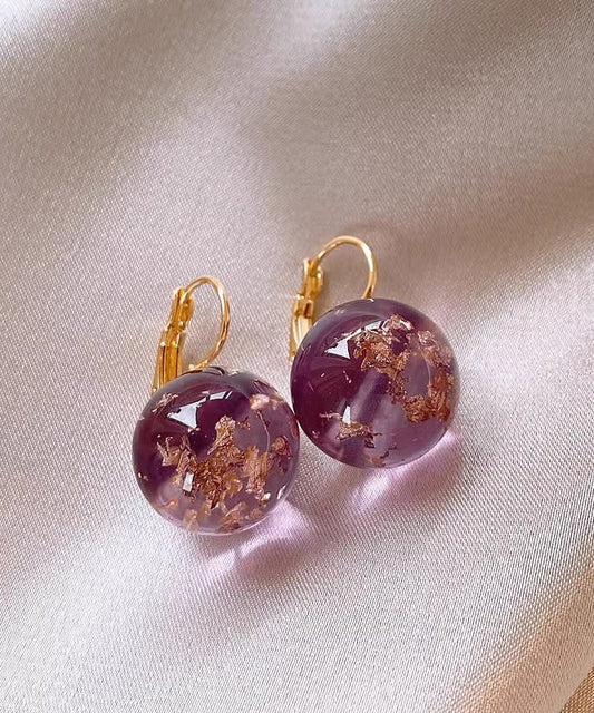 Diy Purple Sterling Silver Overgild Gem Stonel Hoop Earrings