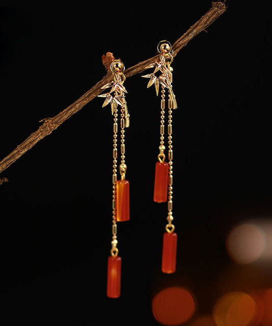 Diy Red Jade Agate Drop Earrings
