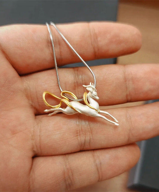 Diy Silk Sterling Silver Nine Colored Deer Pendant Necklace Ii025