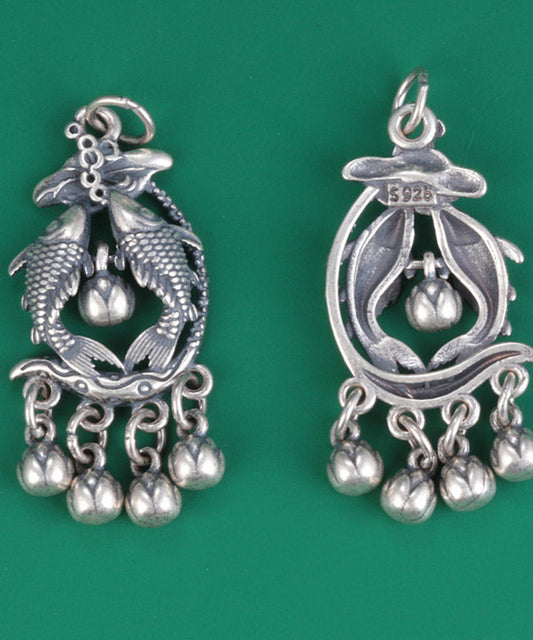 Diy Silk Sterling Silver Pisces Tassel Drop Earrings