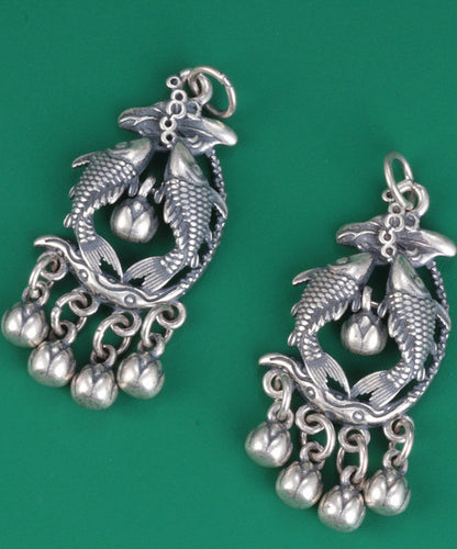Diy Silk Sterling Silver Pisces Tassel Drop Earrings