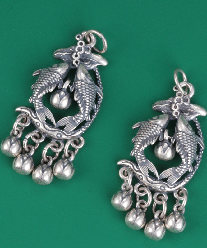 Diy Silk Sterling Silver Pisces Tassel Drop Earrings