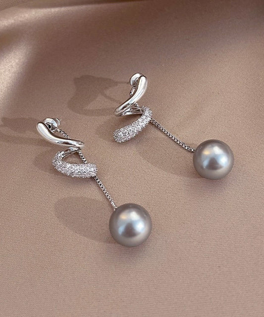 Diy Silk Sterling Silver Zircon Tassel Drop Earrings